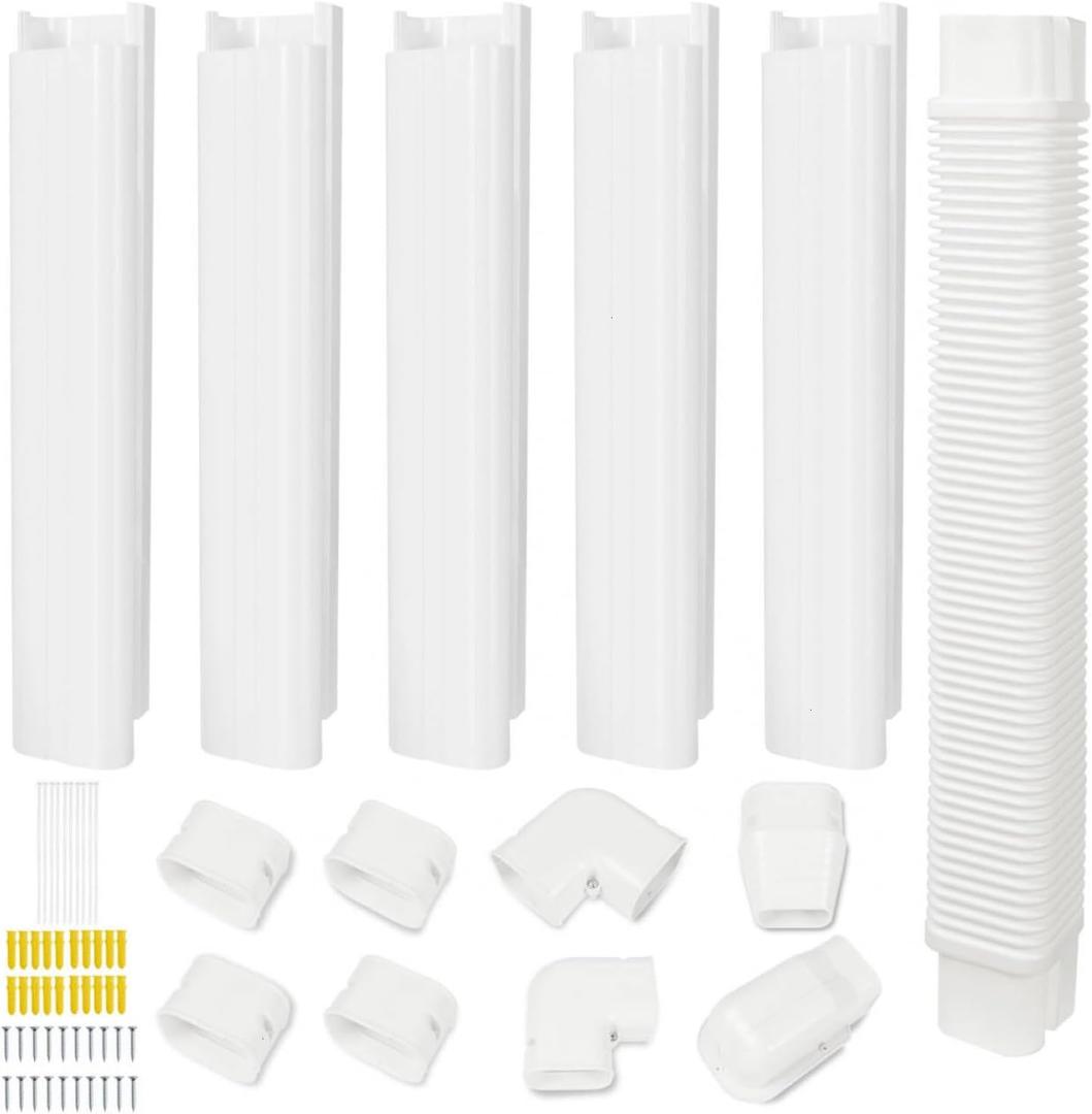 YoleShy 3'' 9 Ft Mini Split Line Set Cover PVC Mini Split Cover Kit Easy Installation Decorative Line Cover Kit for Mini Split AC Line Cover Kit for Heat Pump & Units Air Conditioners