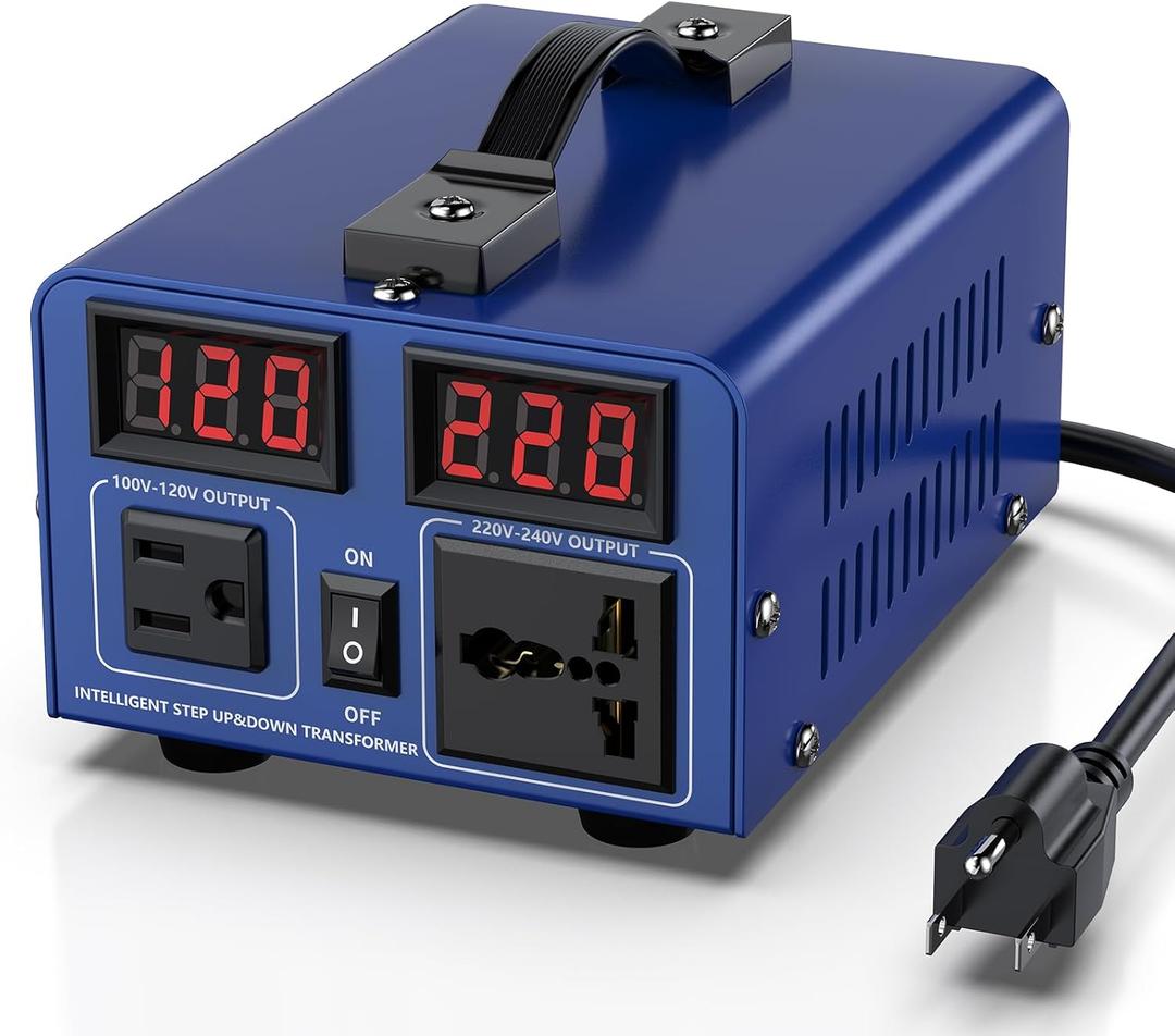 500 watt Voltage Conversion Transformer Heavy-Duty Step-up/Step-Down AC 110V/120V/220V/240V Power Conversion, with resettable Circuit Breaker Protection, with US Power Cord, LCD Display