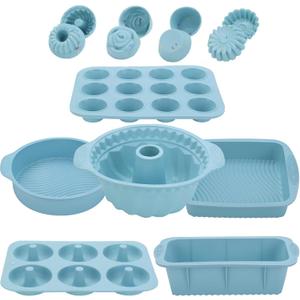 30PCS Nonstick Silicone baking set, Silicone Cake Molds, Baking Sheet, Donut Pan for baking sets with 24 Pack Cupcake Mold Baking Cups