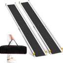 8FT Adjustable Wheelchair Ramp Telescoping Ramps for Wheelchairs Portable Wheelchair Ramps for Steps Home Threshold Doorways with Storage Bag 600 LBS Capacity Aluminum Ramps 96" L x 7.5" W (2 Pack)