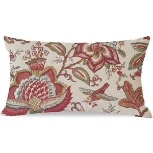 Vintage Floral Lumbar Decorative Throw Pillow Cover 12x20 Inch Peony Flower Chinoiserie Beige Outdoor Cottagecore Grandmillennial Spring Fall Decor Cushion Cases Decorations for Home Couch Floral Paisley
