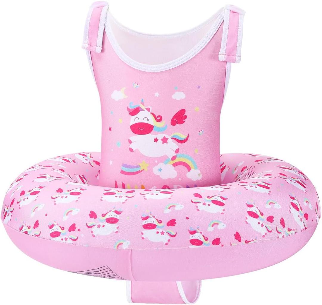 HeySplash Toddler Swim Vest for Age 3-6, Swim Trainer Vests with Adjustable Strap fit for Boys Girls 29-55lbs,Children Swimsuit, Floating Tubes Swim Aid Jackets,Beginner Learn to Swim Pool Floaties (B-Pink Unicorn)