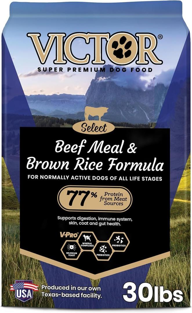 VICTOR Select Gluten-Free Beef Meal & Brown Rice Dry Dog Food, 30 lb (EXP 09/30/26)