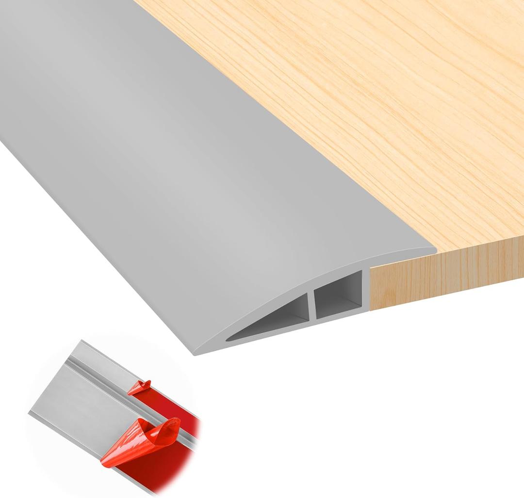 Floor Transition Strip, Self Adhesive Door Threshold for Doorway, Carpet Edging Trim Strip Vinyl Overlap Edge Reducer for Carpet, Tile, Threshold Ramp (1/5" to 2/5", Gray, 3.3FT)