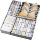 4PCS Foldable Underwear and Bras Drawer Organizers, Underwear Drawer Organizers Divider, Fabric Closet Dresser Drawers Organizers Dividers for Baby Clothes,Lingerie,Undies, Panty, Scarf, Ties