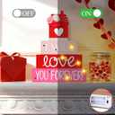 I Will Love You Forever Wooden Stack SignValentine's Day Decor for Table, Mantel & Tiered Tray, Rustic Farmhouse Style Light-Up Plaque, Romantic Home Decoration Gift for Her or Him