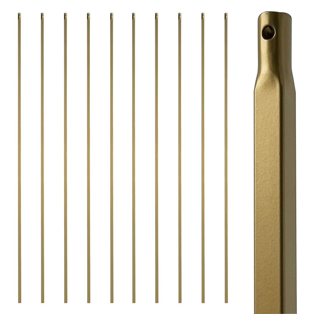 44" Wrought Iron Plain Balusters, 1/2" Square Hollow Iron Spindles, Iron Balusters for Staircase Interior, Decorative Stair Railing, BH-WB001-1 (Dark Golden- Pack of 10)