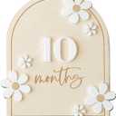 Daisy 3D Baby Monthly Milestone, Wooden Baby Milestone Signs, Monthly Milestone Wood Discs, Baby Milestone Discs (Daisy)