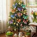 Suncalla 12 Pcs Easter Tree Decoration Large Bunny Ear Picks with White Pom Poms 9.8 Inch Colorful Easter Tree Topper Ornaments Signs Cute Rabbit Ears Picks Ornaments for Spring Party Vase Decor