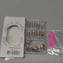 30Pcs Gold Star Press on Nails Medium Almond Fake Nails with 3D Blue Rhinestones Designs Glue on Nails Cute Moon Acrylic Nails Gold Snake French False Nails Bohemian Style Stick on Nails for Women