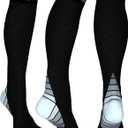 Physix Gear Compression Socks 20-30 mmHg - Men & Women - Running, Nurses, Shin Splints, Flight, Travel (Black/Grey) L/XL