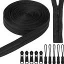 Juexica 10 Yards #5 Black Nylon Coil Zippers with 30 Pieces Sliders 30 Zipper Pulls for Replacement Sewing DIY Sewing Tailor Craft Bag Garment Home Textile