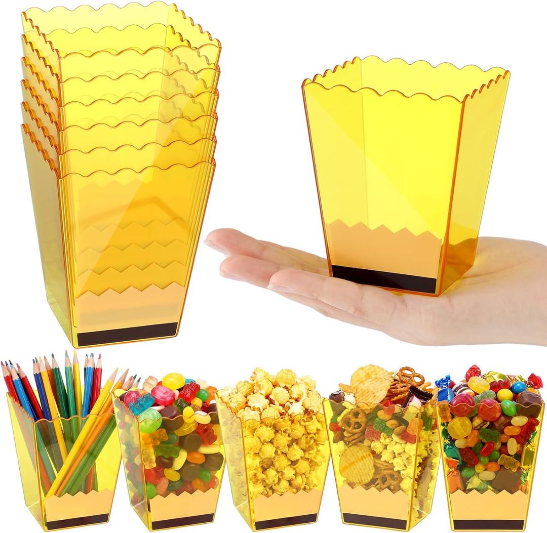 Mimorou 6 Pcs Teacher Gift Box Back to School Teacher Gift Container Thank You Pencil Notebook Composition Book Crayon Popcorn Candy Holders for First Day of School Party (Pencil Style)