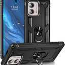 Moto Edge Plus 2023 Case, Military-Grade Metal Ring Holder Kickstand 15ft Drop Tested Shockproof Cover Case for Moto Edge+ 2023, Black