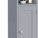 VASAGLE Small Storage Corner Floor Cabinet with Door, 7.9 x 7.1 x 31.5 Inches, Narrow Toilet Paper Storage Holder, Adjustable Shelves, for Bathroom, Living Room, Small Spaces, Dove Gray UBBC310P36