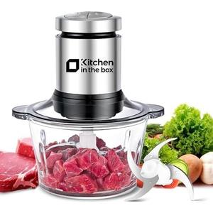 Kitchen in the box Food Processors, 400W Powerful Small Meat Grinder & Food Chopper Electric Vegetable Chopper with One 8-Cups Bowl & S Blades for Meat/fish/Vegetable/Baby Food