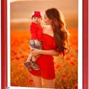 MFoffice 11x14 Picture Frame, Stunning Color Acrylic Floating Photo Frame, Use as 11x14, 10x12, 10x10, 9x12 Picture Frame, Horizontal and Vertical Formats for Tabletop Display, Red, 1Pack (Cracked In Some Places)