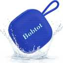 Bobtot Portable Wireless Bluetooth Speakers - IPX7 Waterproof Small Shower Speaker with 16 Hours Playtime, Loud Stereo Sound, Built-in Mic, TWS, Mini Size with Carry Lanyard for Outdoor, Blue