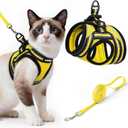 rabbitgoo Cat Harness and Leash Set for Walking Escape Proof, Adjustable Soft Kittens Vest with Reflective Strip for Cats, Comfortable Outdoor Vest, Bright Yellow, L