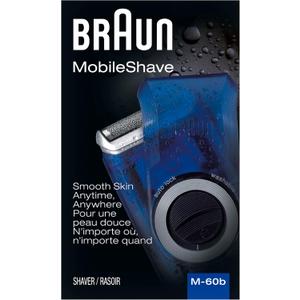 Braun Electric Razor for Men, M60b Mobile Electric Foil Shaver, Washable (1 Count (Pack of 1), Blue)