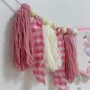 Silly Goose ONE High Chair Banner Pink Gingham Yarn Tassel Garland for One Silly Gosse Theme Girl Sweet One First Birthday Decorations