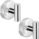 Suction Cup Hooks for Shower - Bathroom Reusable Hooks for Towels, Robes & Loofah - No-Drill Mounting on Kitchen,Walls,Metal,Glass,Mirrors,Tile & Smooth Non-Porous Surfaces (2, Chrome Polished)