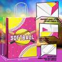 JOYGATHER 24 Pcs Softball Party Favors Bags with Handles, Softball Goodie Gift Candy Treat Snack Paper Bags with 3 Different Types for Birthday Party Supplies Baby Shower Decorations