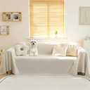 MEETSKY Couch Cover Sofa Covers Couch Covers for 3 Cushion Couch Sofa Pet Friendly, L Shaped Sectional Sofa Covers Washable Simply Put Sofa Throw Cover for Dogs, 91" x 134", Beige