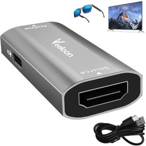 HDMI Female to USB C Female Adapter 4K@60Hz for AR Glasses, Unidirectional HDMI Source to Type C Display with Charging Port for Portable Monitor from PS5/4,Xbox,Switch, PC, Steam, Power Cable Included