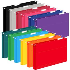 24 Pack Hanging File Folders, Letter Size with 1/5-Cut Adjustable Tabs, 12 Selected Color - File Folder Organizer for Filing Cabinet Office Home, Designed for Bulky Files, Medical Charts
