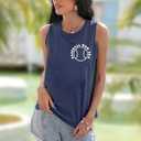 Baseball Mom Shirt Tank Tops Baseball Love Graphic Tee Shirts Women Summer Casual Loose Sleeveless Shirt (Blue, XL)