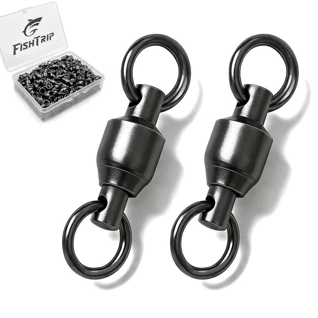 FishTrip 30 Pack Ball Bearing Fishing Swivels, High Strength Stainless Steel Swivels Fishing Tackle Solid Welded Rings Barrel Swivels Fishing Connectors for Saltwater Freshwater Size 0