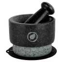 Laevo Mortar and Pestle Large Set  Black Granite Stone Spice Grinder, 2.1 Cup Capacity, 5.5 Inches  Reversible Molcajete Mexicano  Guacamole, Spices  Large Mortar and Pestles Set