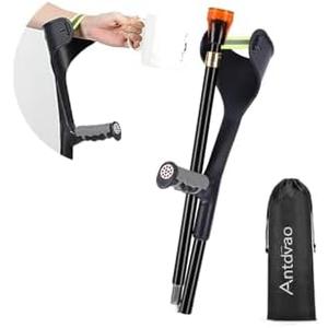 Antdvao Forearm Crutch for Adults(x1 Unit), Forearm Crutch with Cuffs, Anti-Drop, Crutch for Walking, Forearm Crutch Lightweight Adjustable, Aluminum Forearm Crutch, Black Crutch (Single Black)