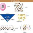 2 x 195Pcs Dog Birthday Party Decorations Set - 20 Plates, 20 Napkins, 18 Balloons, 107 Tattoos, 24 Cake Toppers, 1 L Topper, 1 Banners, 1 Tablecloth, 1 Scarf, 1 Hat with Numbers for Dog Party Supplies