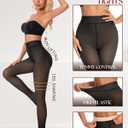 Nackiy Fleece Lined Tights Women, Fake Translucent Warm Pantyhose Black Sheer Leggings Winter Thick Thermal Stockings (Black, S)