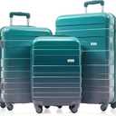 Merax 3 Piece Expandable ABS Hardshell Luggage Sets Spinner Wheel Suitcase TSA Lock Suit Case, Dark Green, 20/24/28 Inch, 3 Piece ABS Hardside Luggage Set, Lightweight, Sturdy and Scratch Resistant