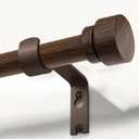 Lootkell Deep Walnut Wood Curtain Rods for Windows 66 to 120 1" Diameter Heavy Duty Window Curtain Rod Adjustable with Handmade Wood Grain Design for Living Room Bedroom Kitchen Farmhouse Outdoor