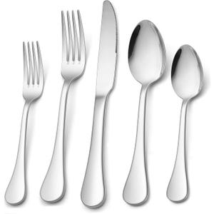 HaWare 18/10 Silverware Set, 40-Piece Stainless Steel Flatware Service for 8, Luxury Cutlery with Ultra Sharp Serrated Knife, Modern Eating Utensil Include Fork Spoon, Dishwasher Safe
