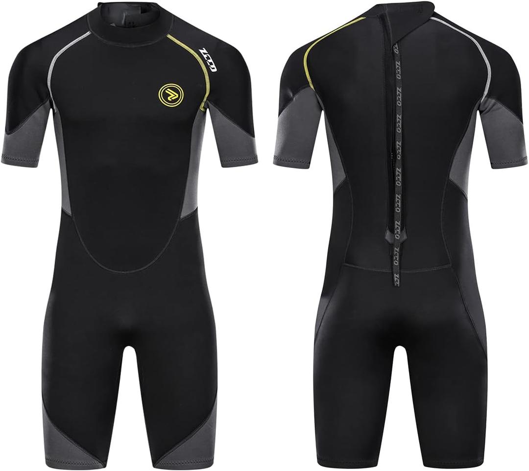 Wetsuit Shorty for Men 1.5mm Neoprene Back Zip Wetsuit Spring for Diving Surfing Snorkeling Swimming M201BG-L