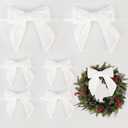 AIMUDI White Bows 5''6'' Christmas Bows for Gift Wrapping Present Bows Fur Bows for Christmas Trees Fireplaces Wreaths Crafts Home Outdoor Winter Decoration, 12 PCs