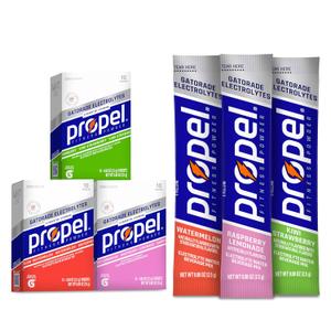 Propel Electrolyte Enhanced Water Drink Mix Powder Packets, Kiwi Strawberry Variety Pack, Zero Calorie & Zero Sugar Hydration with Electrolytes and Vitamins C & E (30 Packets) (BB: 04/03/2026)