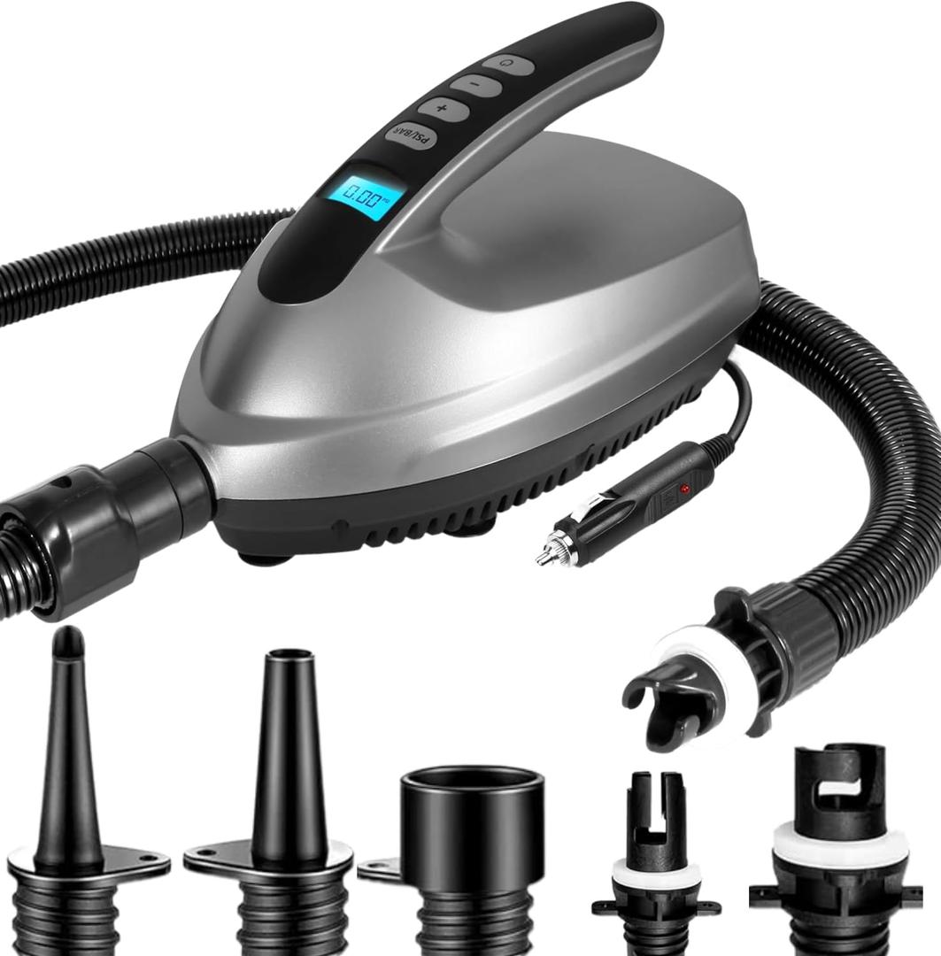 High Pressure SUP Electric Air Pump,Dual Stage Inflation Paddle Board Pump for Inflatable Stand Up Paddle Boards (Silver)