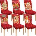 Moukeren 6 Pcs Christmas Dining Chair Covers Removable Washable Stretch Slipcovers for Xmas Restaurant Farmhouse Kitchen Hotel Decor Supplies (Gingerbread Man)