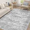 Vintage Living Room Area Rug 6x9 - Large Soft Washable Oriental Traditional Distressed Farmhouse Rugs for Bedroom - Indoor Floor Accent Carpet for Home Office House Decor - Distressed Grey