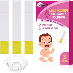 Skylety 3 Pcs Prank False Positive Pregnancy Solution Fake Any Pregnancy Test to Be Positive Including 3 Small Urine Cups for April Fool's Day