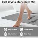 Large Stone Bath Mat 2 Pack, 31.5'' x 19.7'' Quick Drying Diatomaceous Earth Mat Large, Super Absorbent, Non Slip Diatomite Stone Bath Rugs for Bathroom, Easy to Clean (Light Grey)