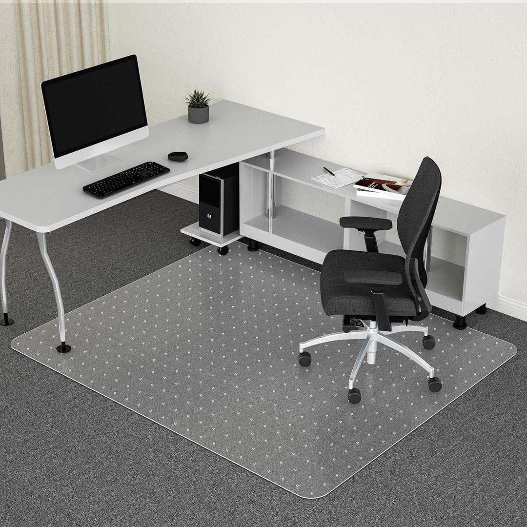 Office Chair Mat for Carpet, 46 x 60 Computer Chair Mat for Carpeted Floors, Smooth Glide Under Desk Carpeted Floor Protector, Carpet Mat for Home Office (Rectangle)