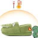 JACKSHIBO Toddler Slippers Boys Girls Little Kids Dinosaur House Shoes Cute Bunny Slipper for Home Indoor Winter Bedroom Non Slip Soft Plush Rabbit Warm Shoes (3-4 Toddler, Green)