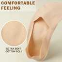 Sofier No Show Socks Womens, Non Slip Low Cut 6 Pairs Thin Silky Dress Footies Liner Invisible Socks Flats Loafers Sneakers (Beige)